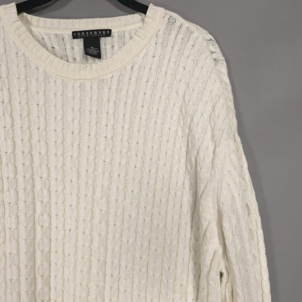 Consensus‎ Sportwear Sweater XL UNITED KINGDOM🇬🇧MADE Men's Cable Knit Cotton